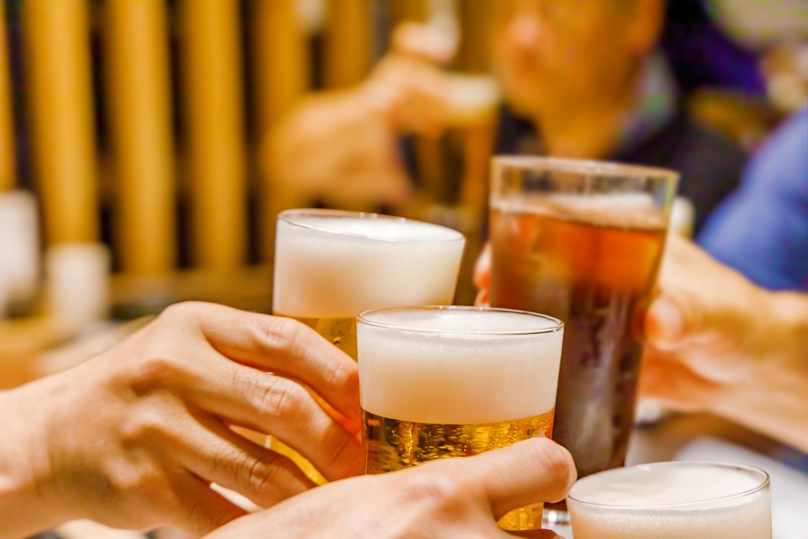 Cheers scene at a drinking party